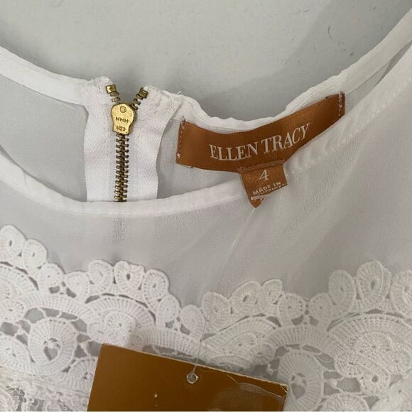 Ellen Tracy Women’s Sleeveless Lace Sheath Pearl Lace High Neck Mini Dress 4 - Picture 2 of 3